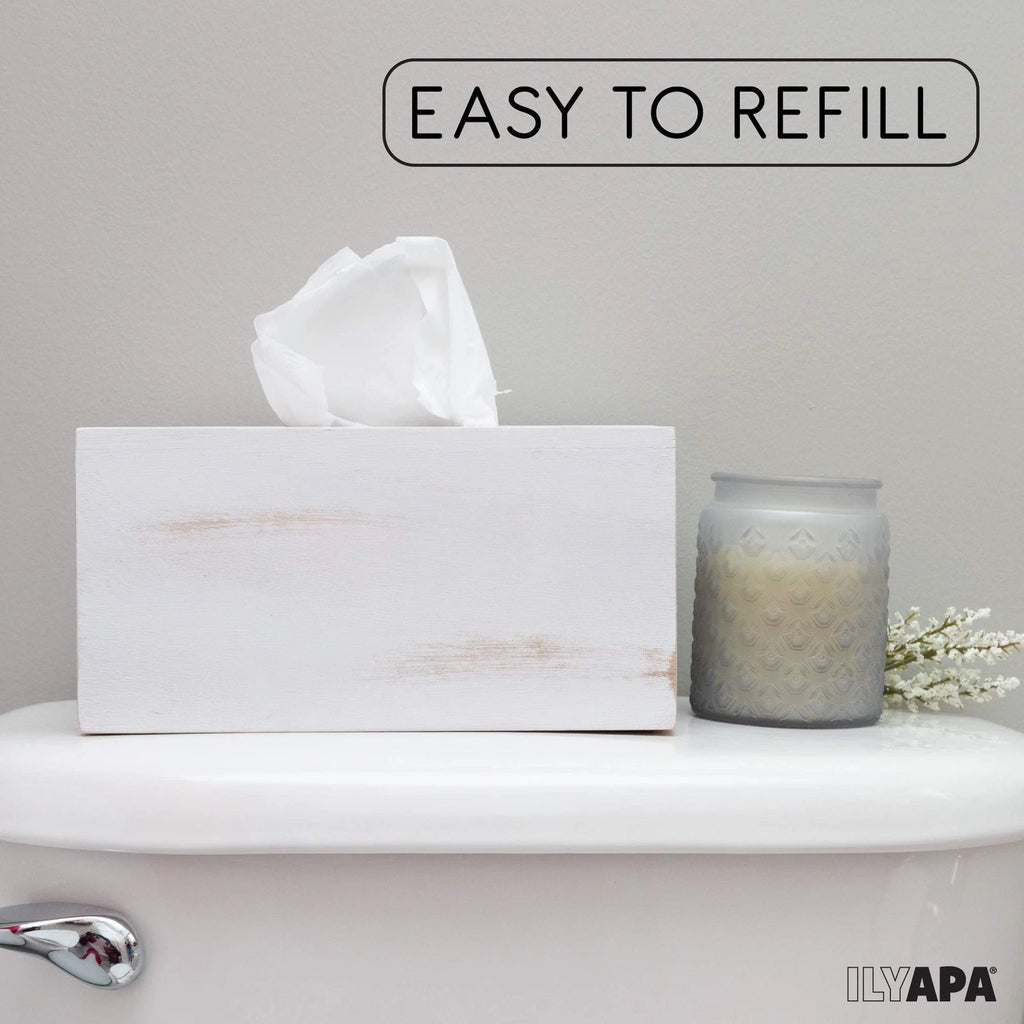 Ilyapa Wood Tissue Box Cover Rectangular - Rustic Farmhouse White Wooden | eBay