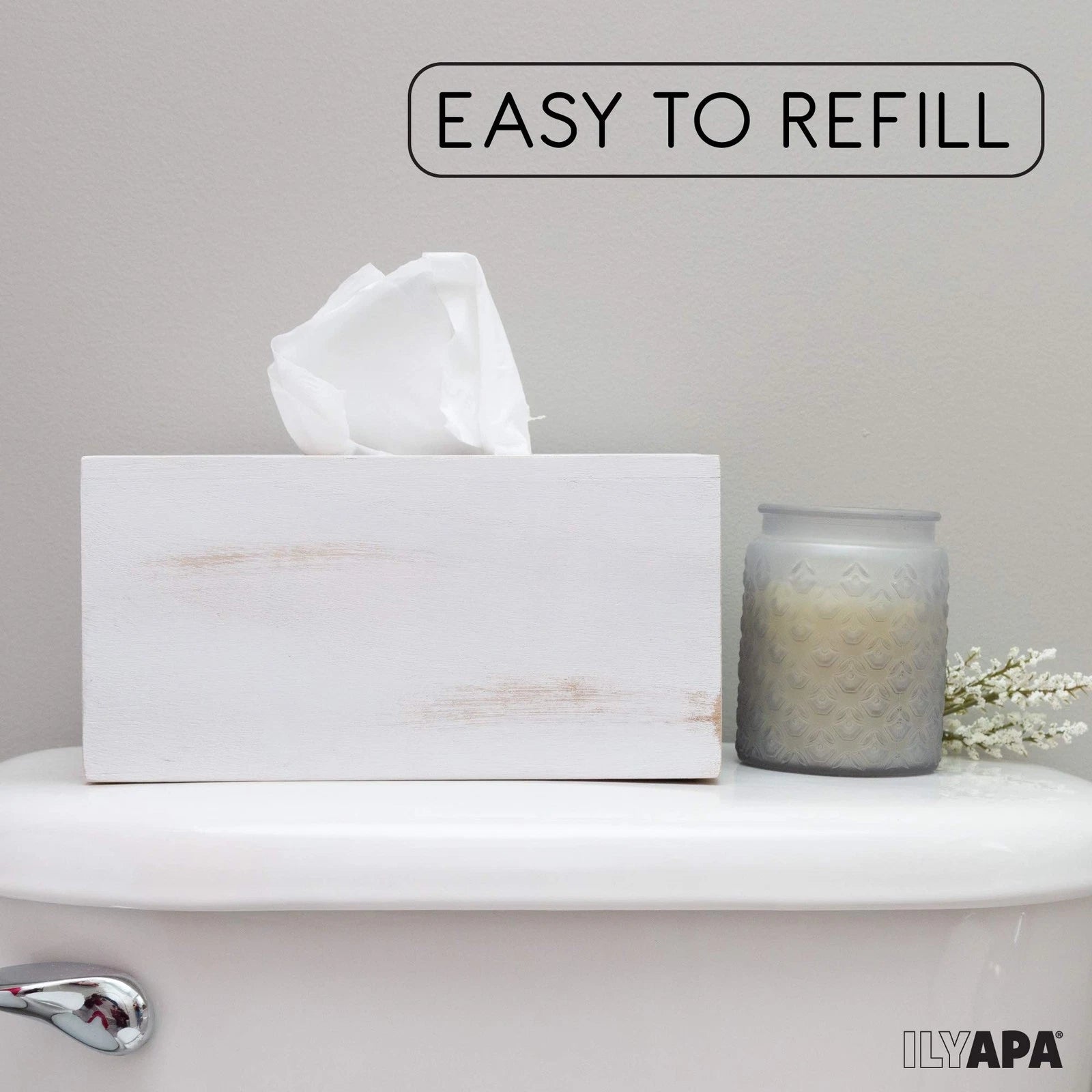 Ilyapa Wood Tissue Box Cover Rectangular - Rustic Farmhouse White Wooden | eBay