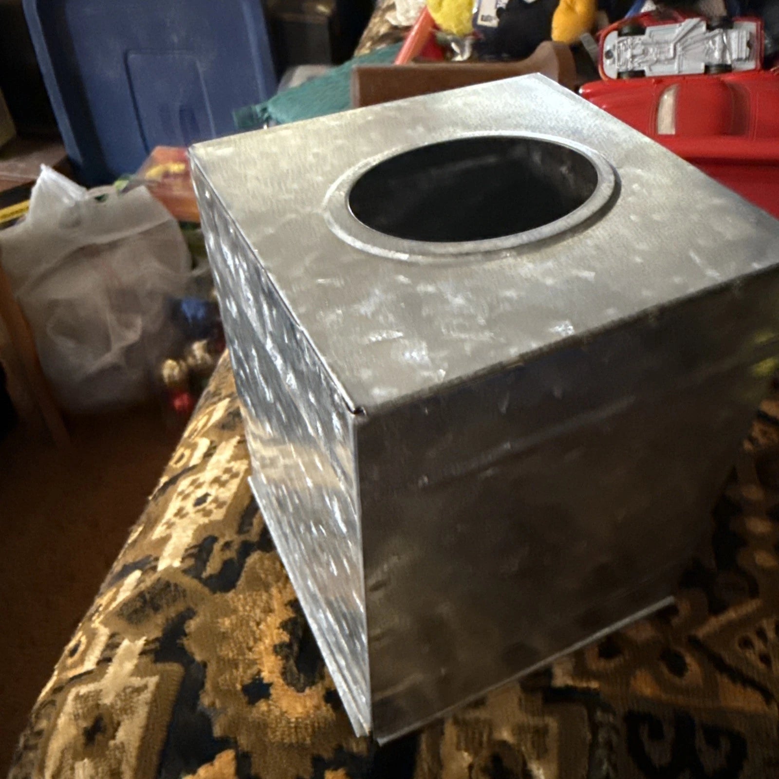 Tissue Box Cover Square Rustic Galvanized Metal Tissue Box Holder | eBay