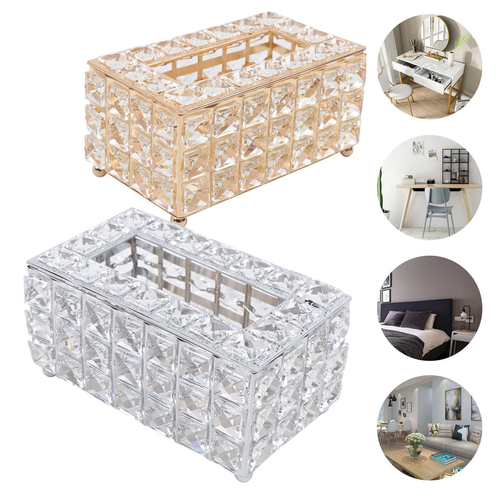 Rhinestone Rectangular Crystal Tissue Box Napkin Case Paper Tissue Holder Box US | eBay