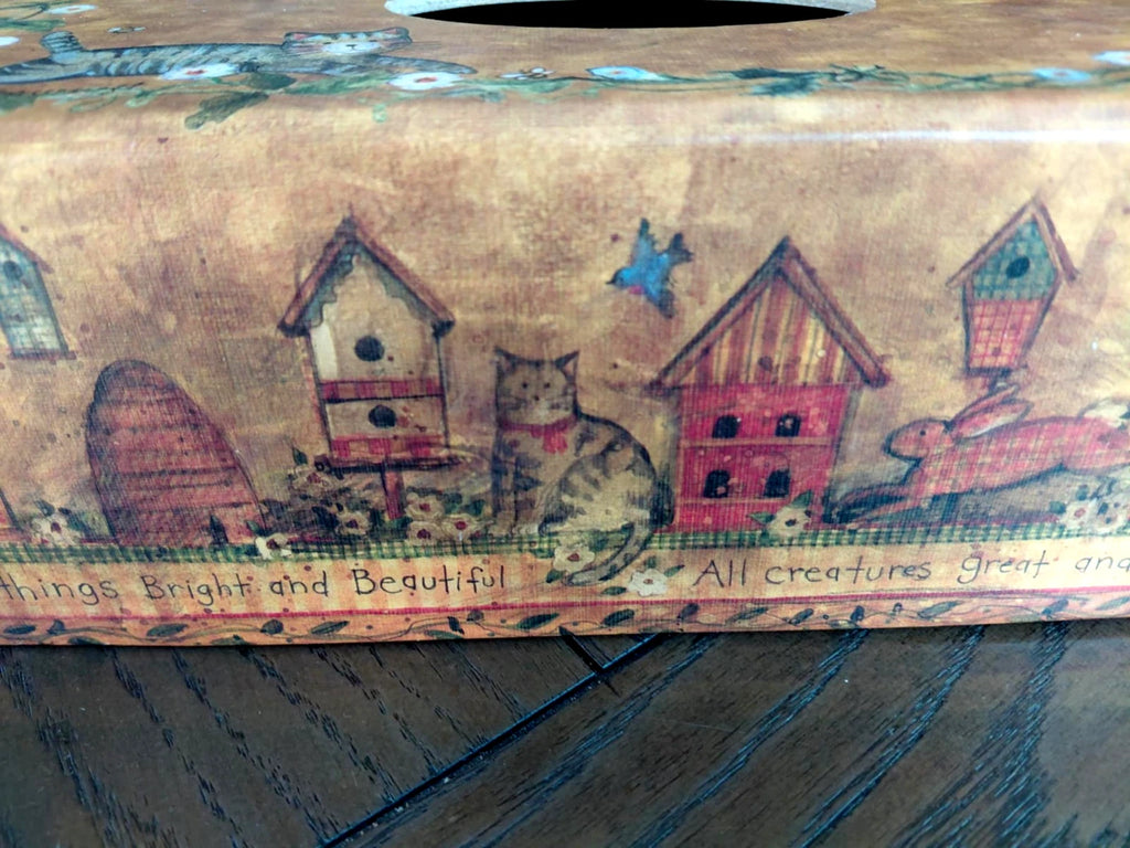 Primitive Tissue Box Bob’s Boxes All Creatures Cat Birdhouse Bunny Floral VTG | eBay