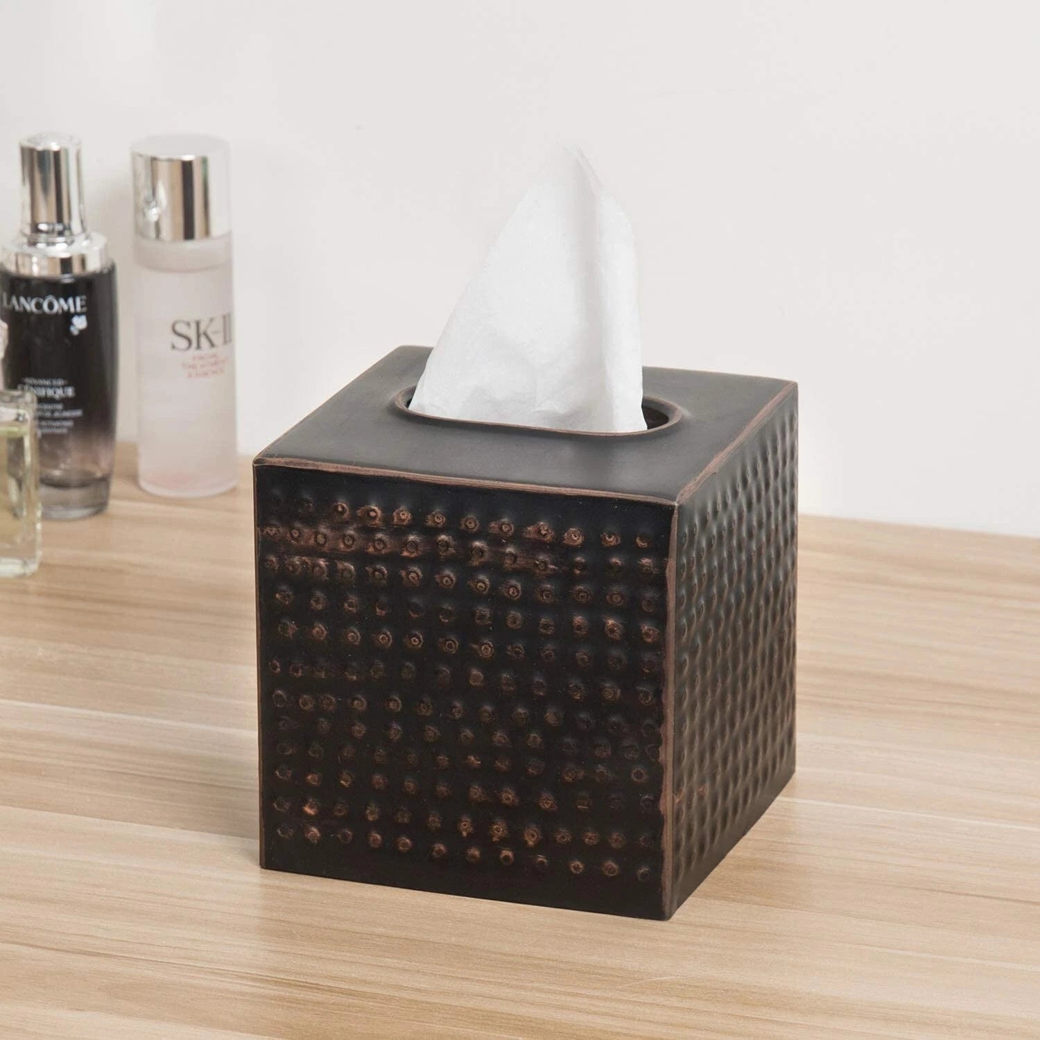 Tissue Holder with Open Bottom, Brushed Bronze Hammered Metal Tissue Box Cover | eBay