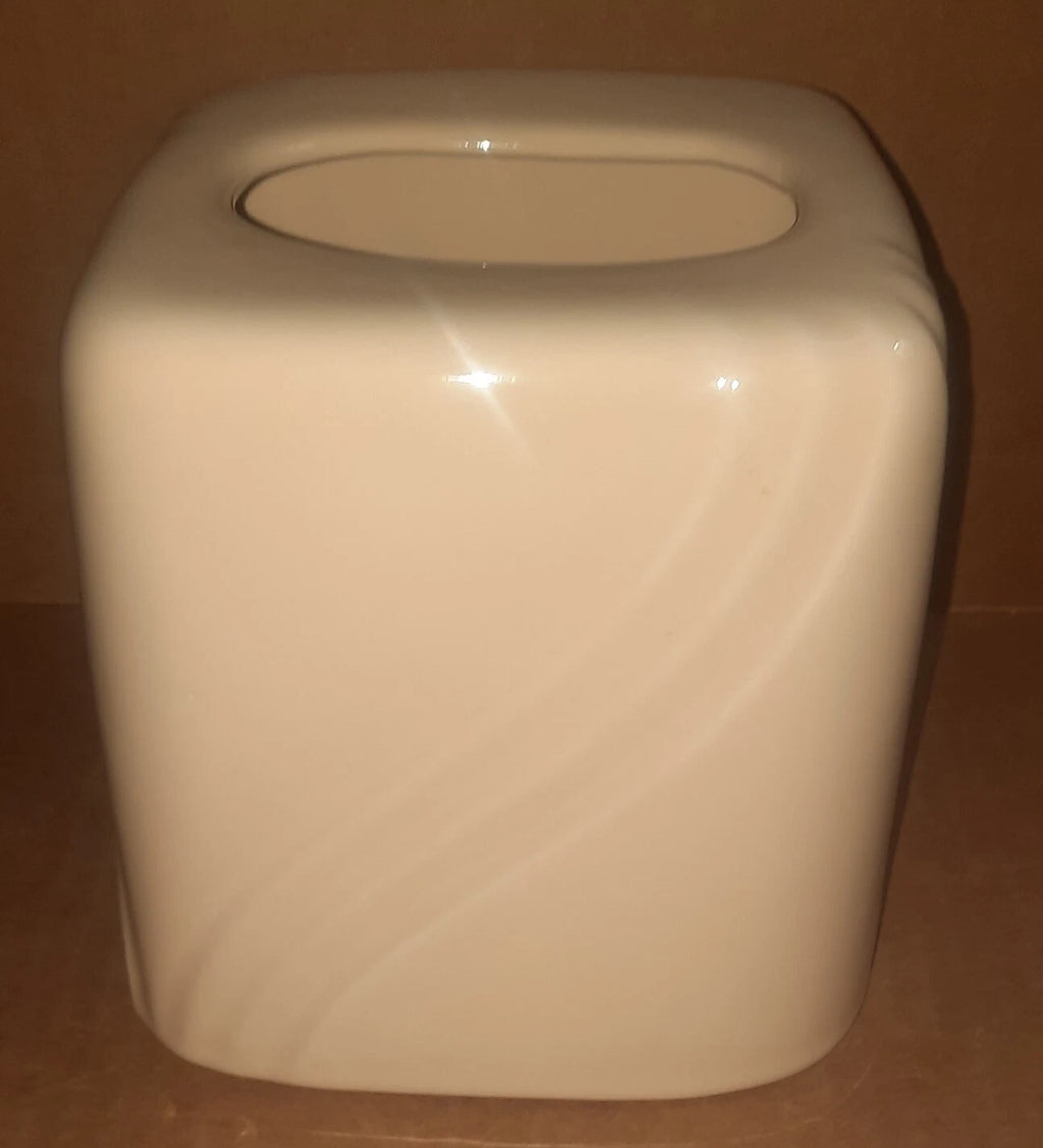 Tissue Box Cover Square Ceramic Ivory / Beige Color with Swirls | eBay