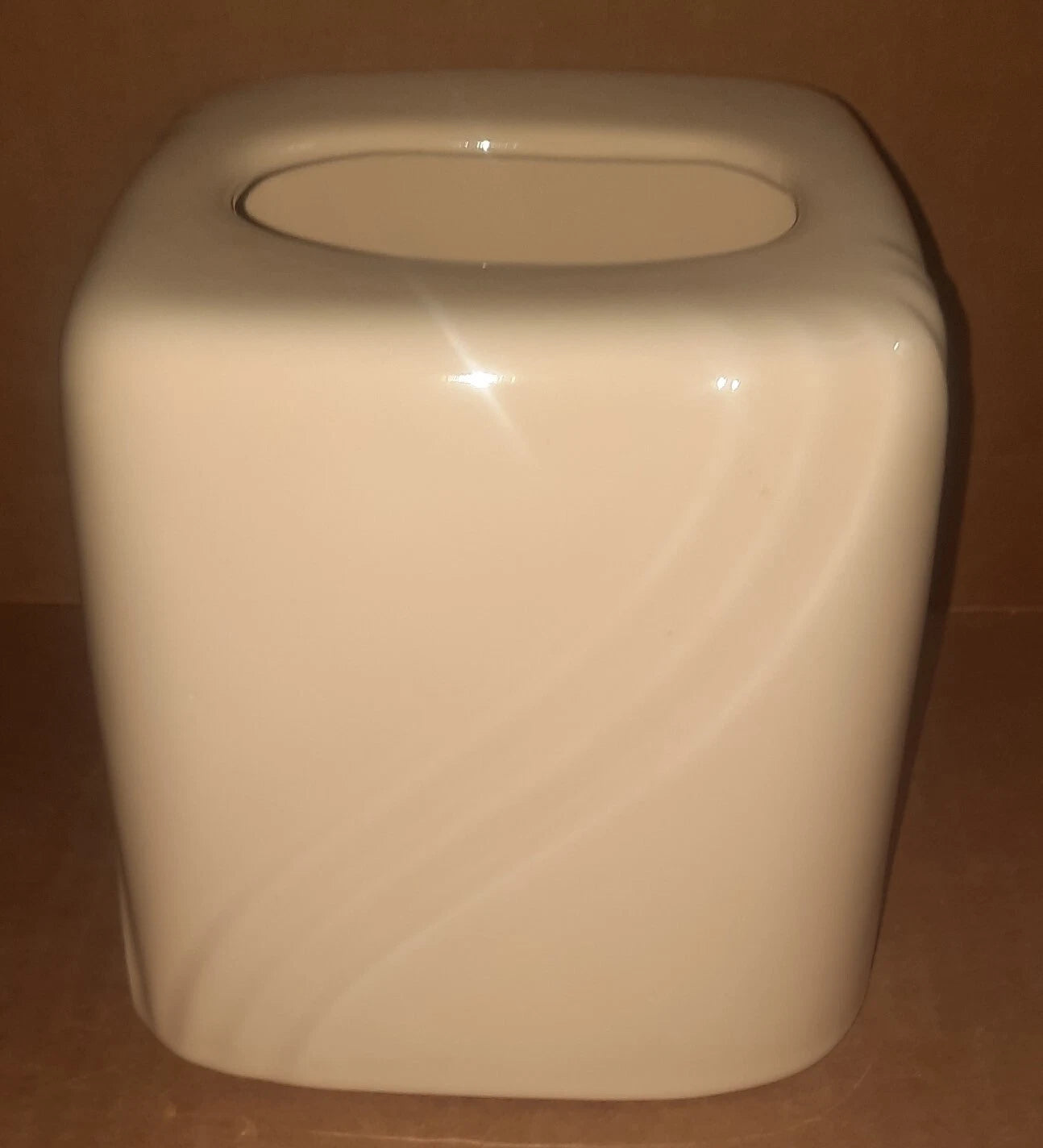 Tissue Box Cover Square Ceramic Ivory / Beige Color with Swirls | eBay